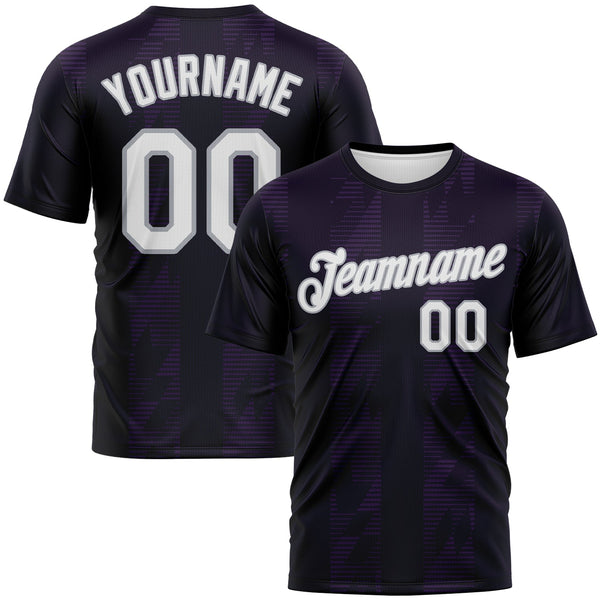 Custom Purple White Black-Gray Retro Geometric Performance T-Shirt