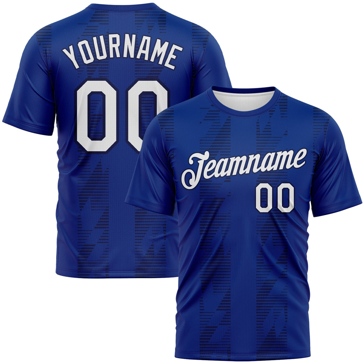 Custom Royal White-Navy Retro Geometric Performance T-Shirt