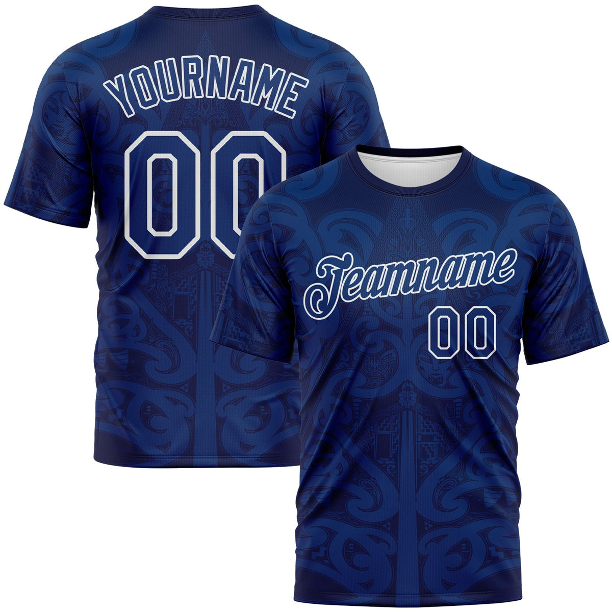 Custom Navy US Navy Blue-White Maori Tribal Tattoo Performance T-Shirt