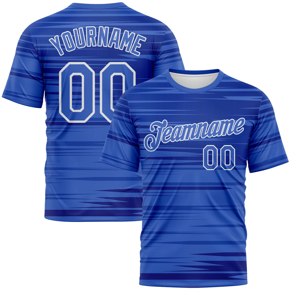 Custom Light Blue Royal-White Dynamic Lineal Stripe Gradient Performance T-Shirt