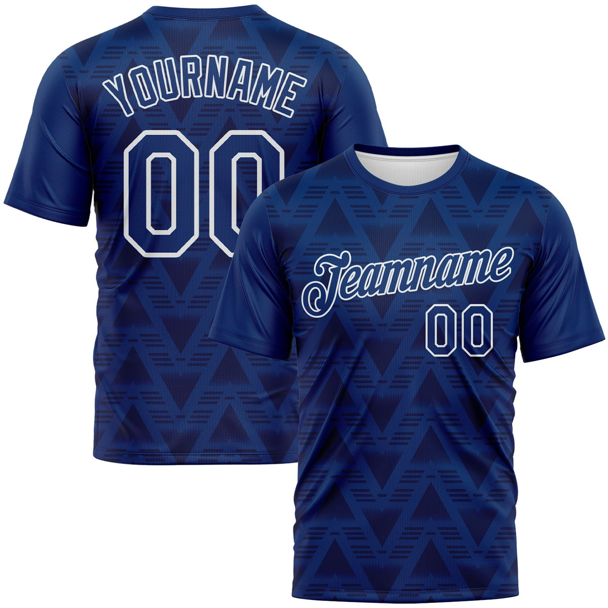 Custom US Navy Blue Navy-White Geometric Diamond Performance T-Shirt