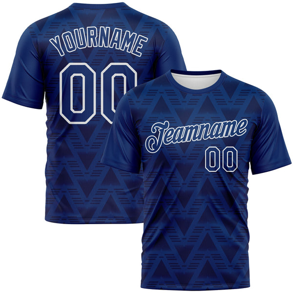 Custom US Navy Blue Navy-White Geometric Diamond Performance T-Shirt