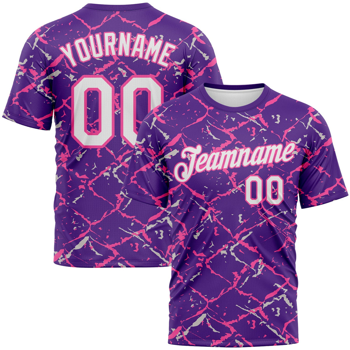 Custom Purple White-Pink Chain Link Cracked Performance T-Shirt