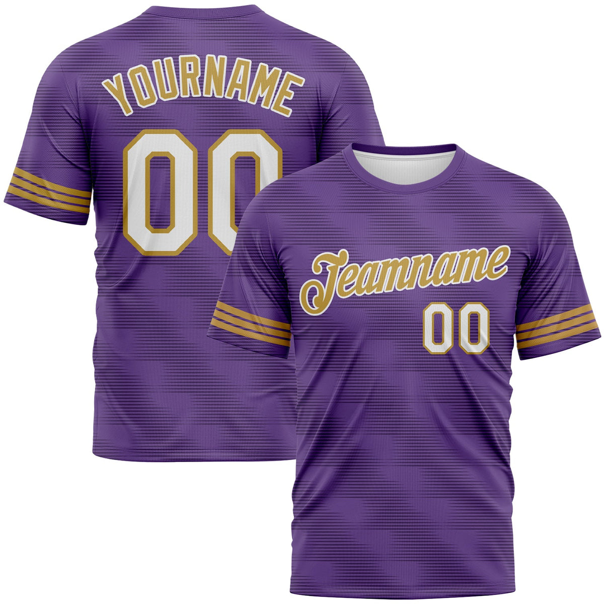 Custom Purple White-Old Gold Phantom Subtle Grid Performance T-Shirt