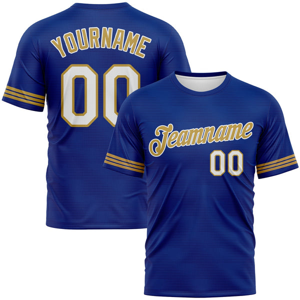 Custom Royal White-Old Gold Phantom Subtle Grid Performance T-Shirt