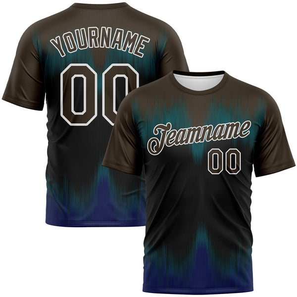 Custom Brown Black Royal-White Bermuda Playa Fade Effect Performance T-Shirt