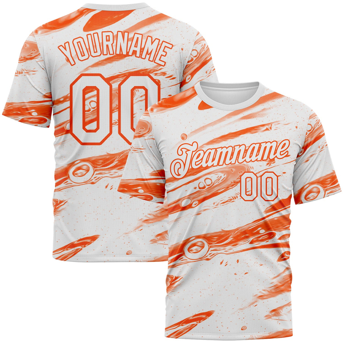 Custom White-Orange Lava Splash Ink Wash Performance T-Shirt