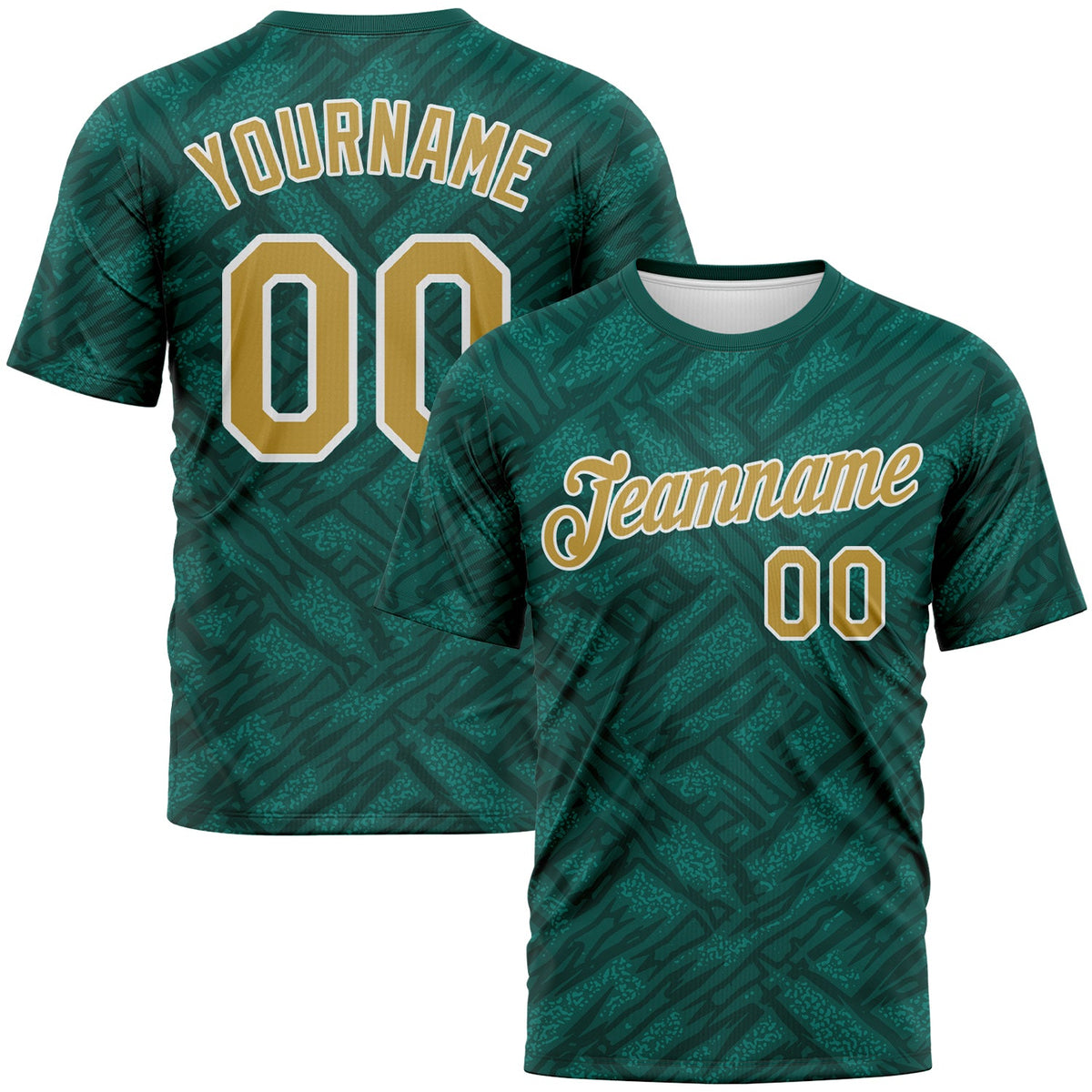 Custom Midnight Green Old Gold Teal-White Tribal Ethnic Design Performance T-Shirt
