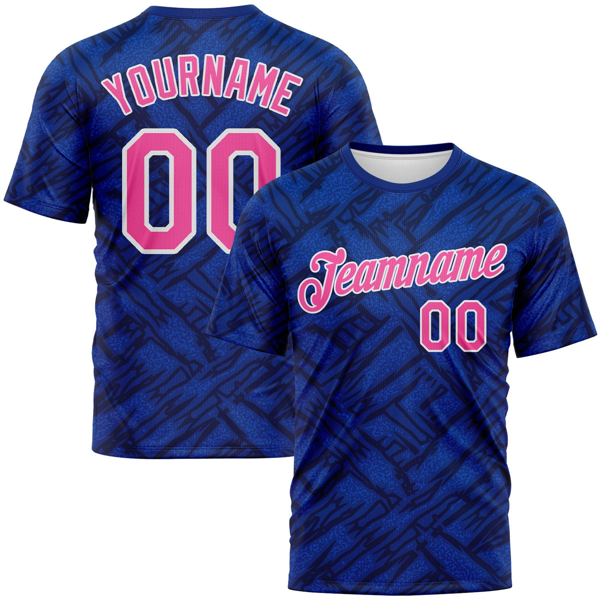 Custom Royal Pink Navy Thunder Blue-White Tribal Ethnic Design Performance T-Shirt