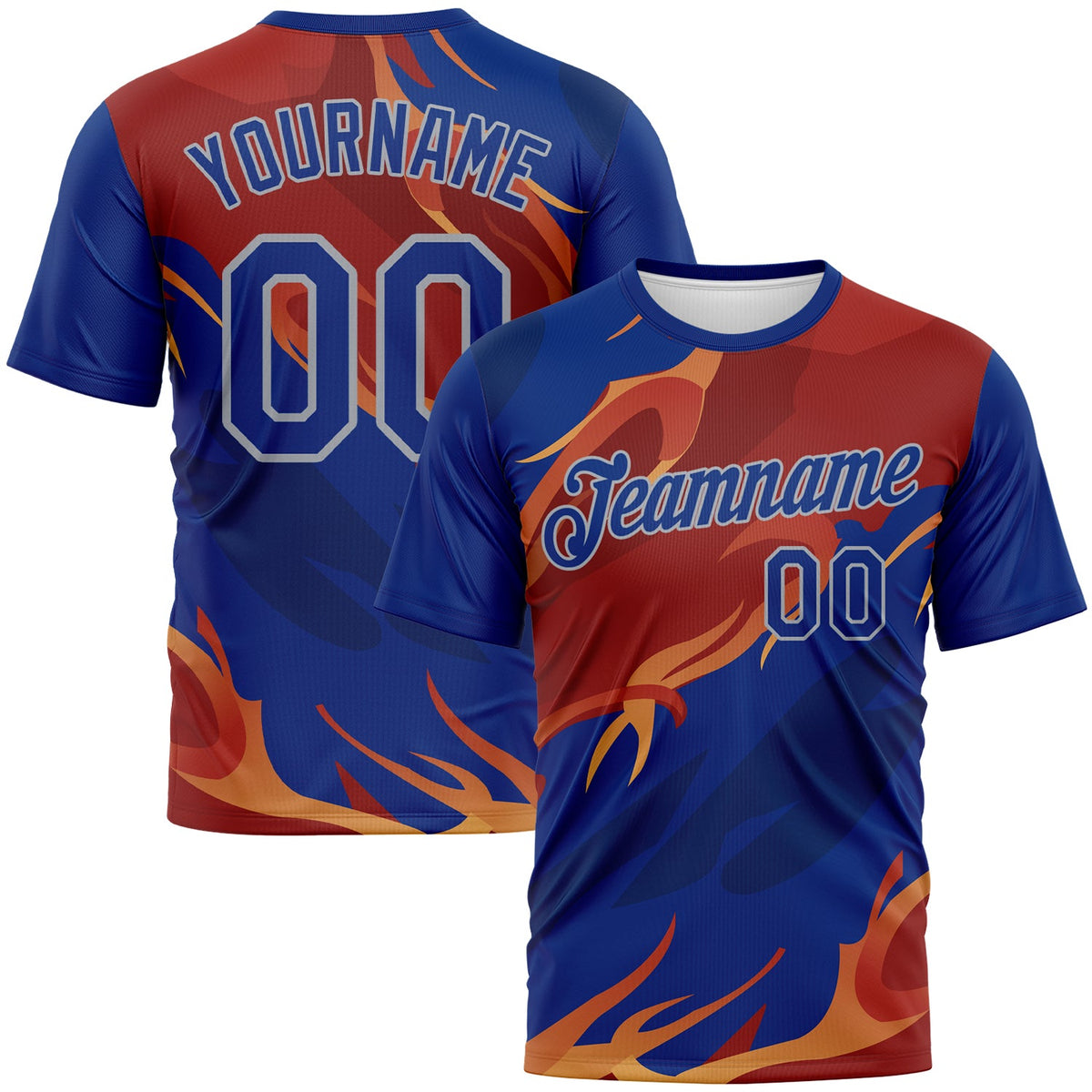 Custom Royal Texas Orange-Gray Flame Abstract Style Performance T-Shirt