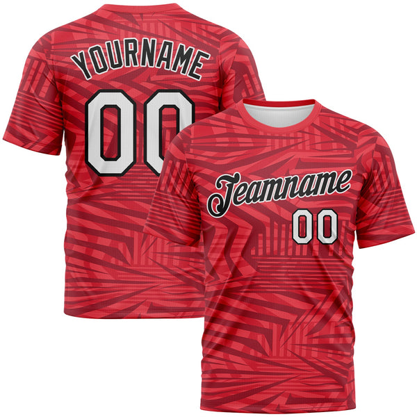 Custom Red White-Black Hard Slash Abstract Geometric Performance T-Shirt
