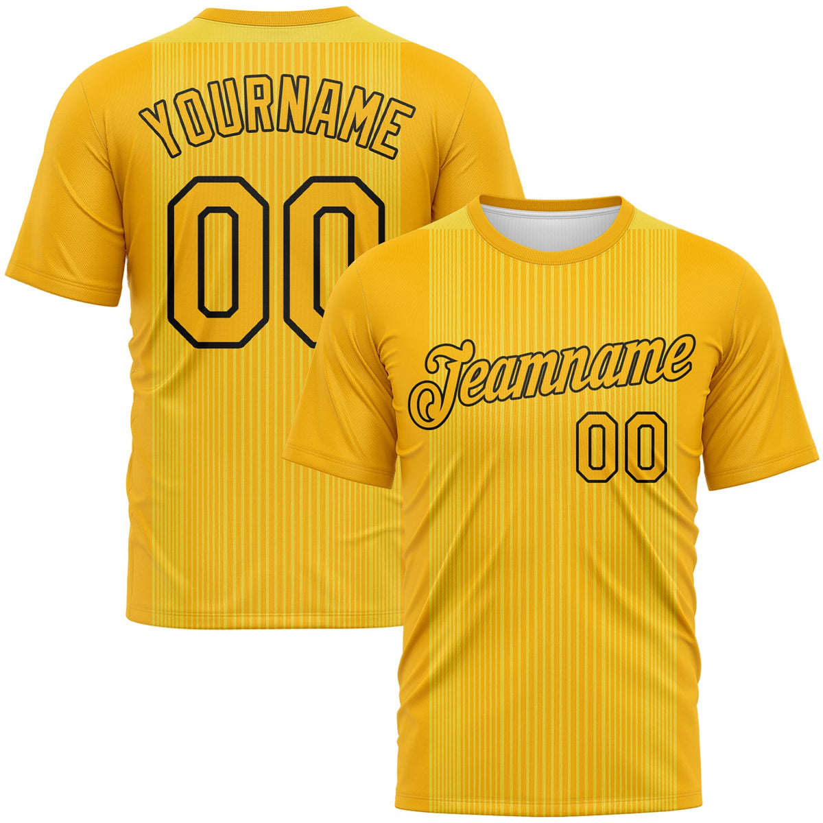 Custom Gold-Black Vertical Stripe Performance T-Shirt