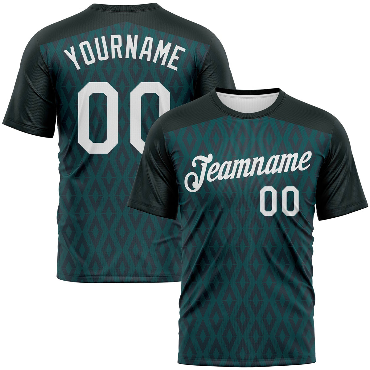 Custom Midnight Green-White Diamond Performance T-Shirt