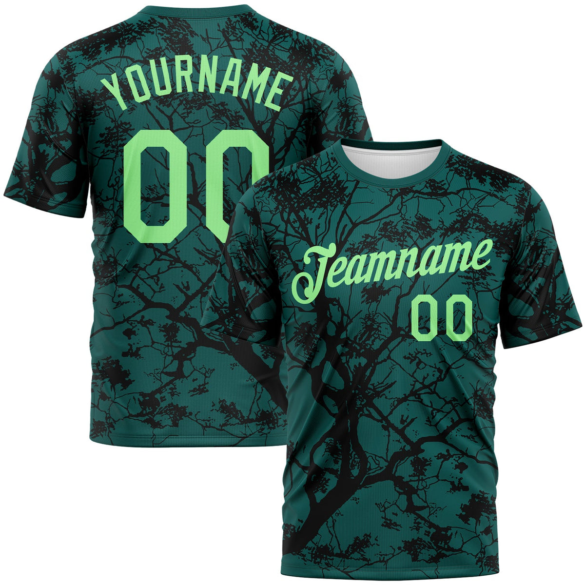 Custom Midnight Green Pea Green-Black Arbol Jungle Camo Performance T-Shirt