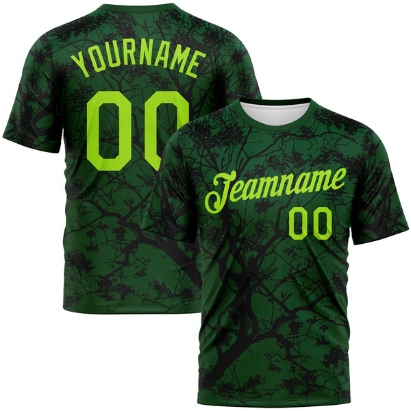 Custom Green Neon Green-Black Arbol Jungle Camo Performance T-Shirt