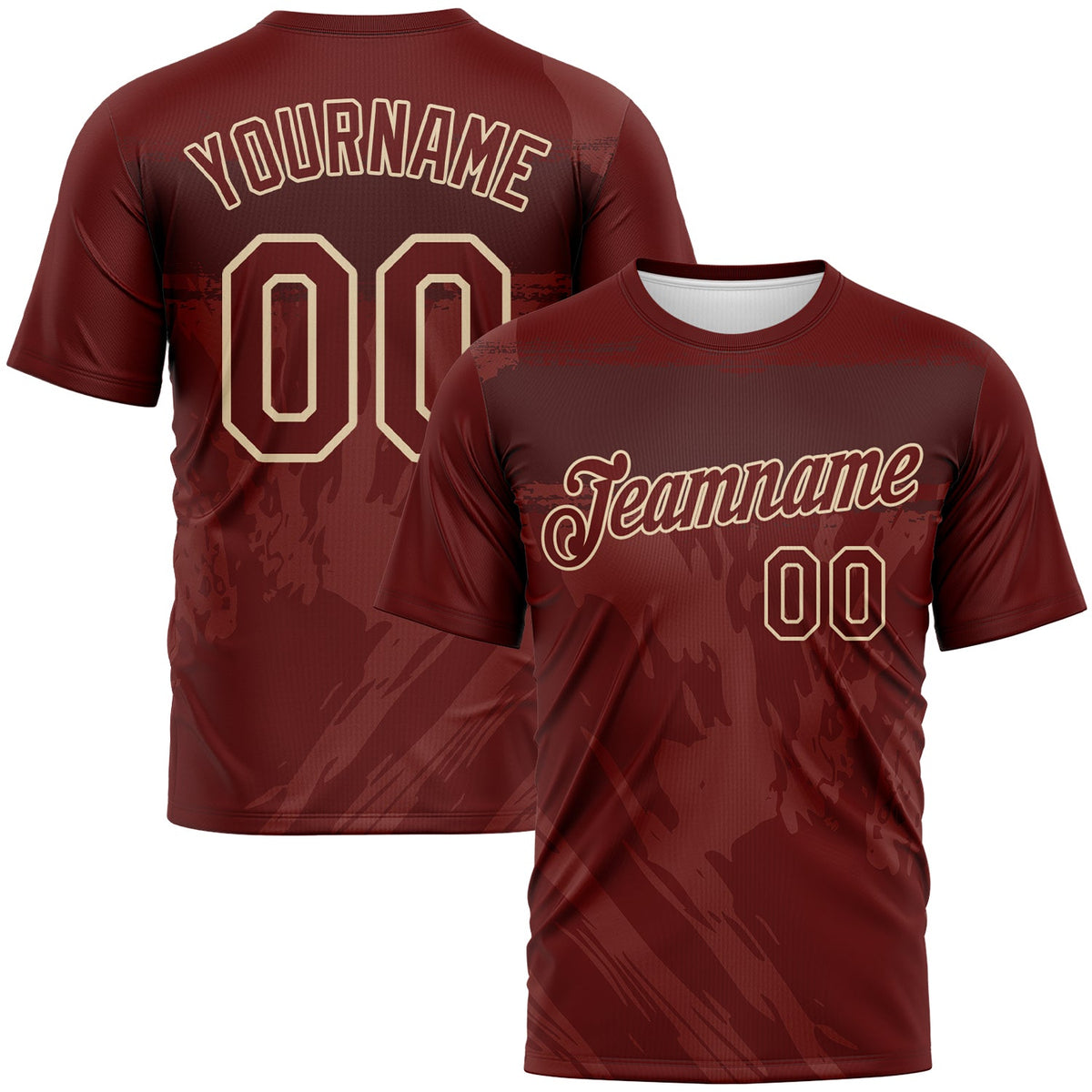 Custom Burgundy-City Cream Tonal Brush Subtle Grunge Performance T-Shirt