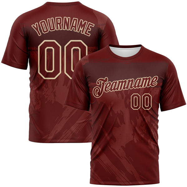 Custom Burgundy-City Cream Tonal Brush Subtle Grunge Performance T-Shirt