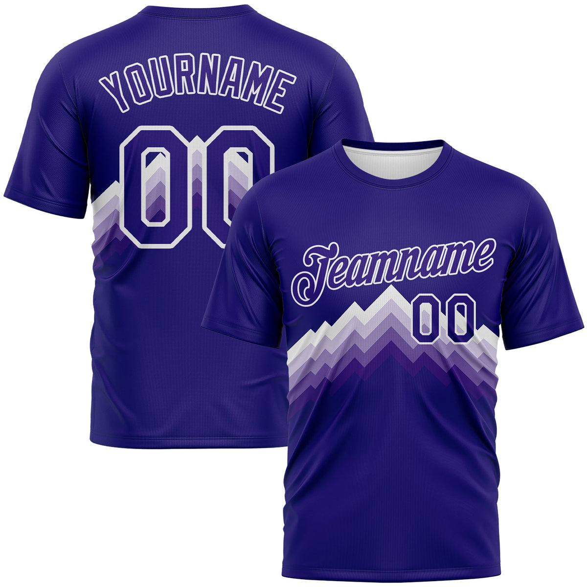 Custom Dark Purple-White Zigzag Step Fade Effect Performance T-Shirt