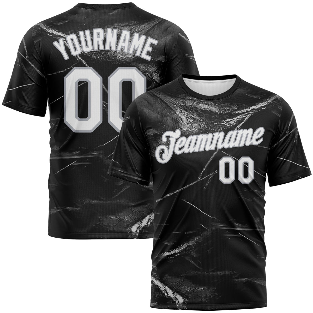 Custom Black White-Gray Marble Texture Performance T-Shirt