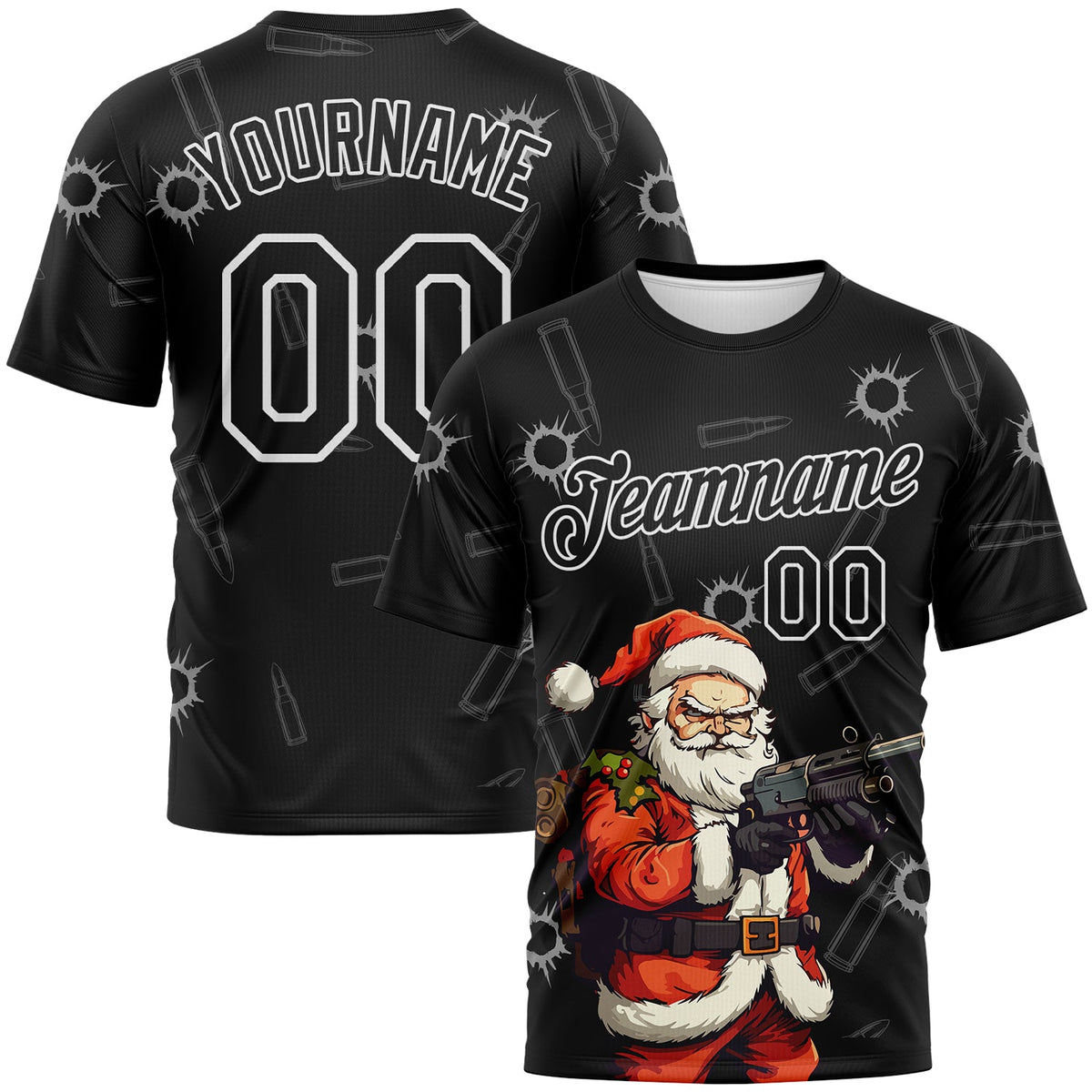 Custom Black Orange-White Christmas Bad Santa Performance T-Shirt