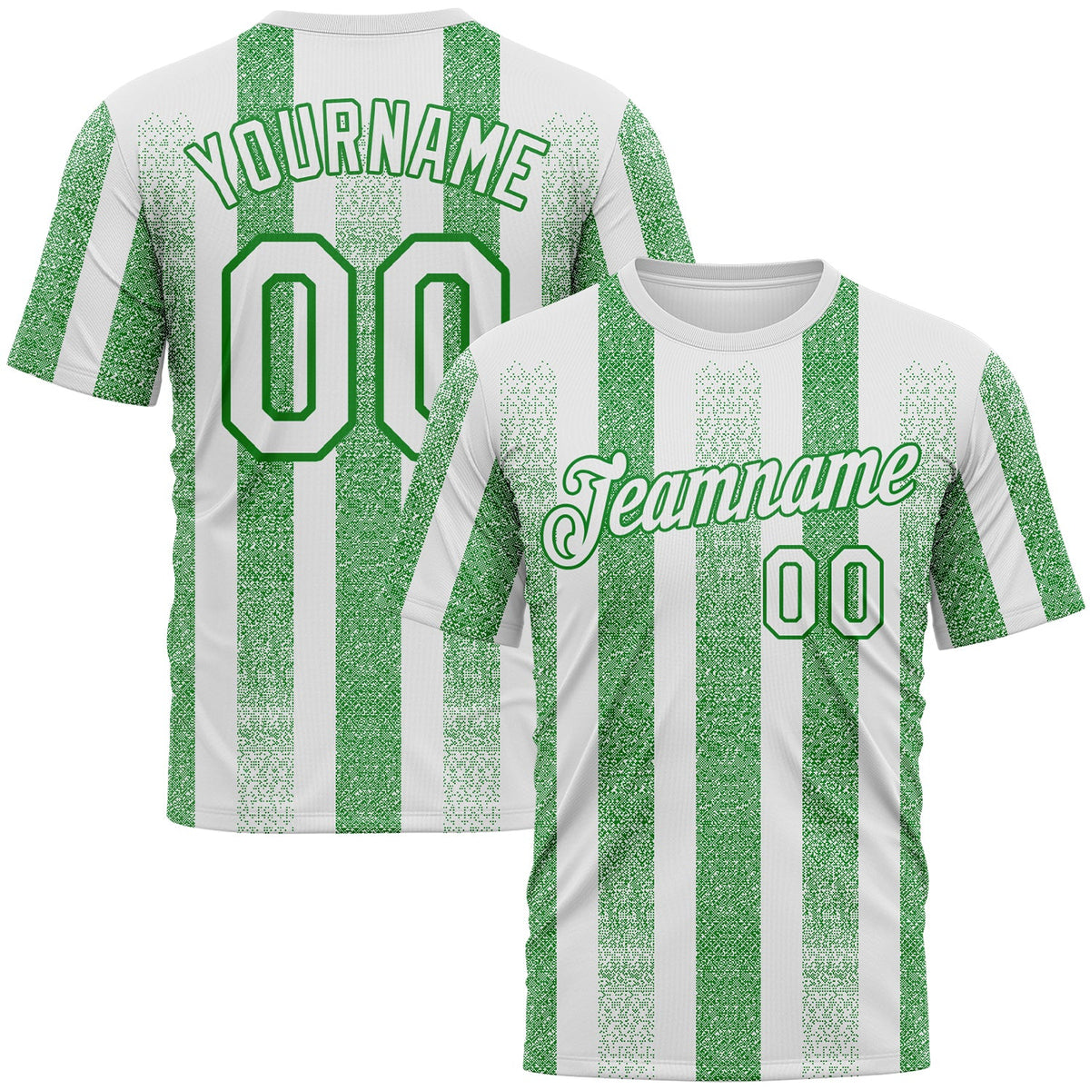 Custom White-Grass Green Vertical Stripe Grunge Texture Classic Performance T-Shirt