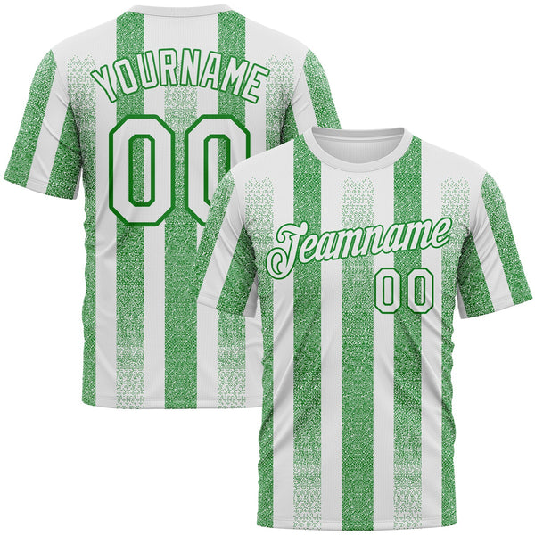 Custom White-Grass Green Vertical Stripe Grunge Texture Classic Performance T-Shirt