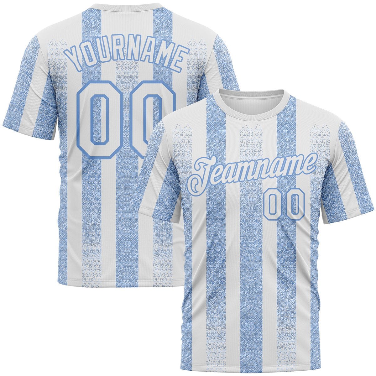 Custom White-Light Blue Vertical Stripe Grunge Texture Classic Performance T-Shirt