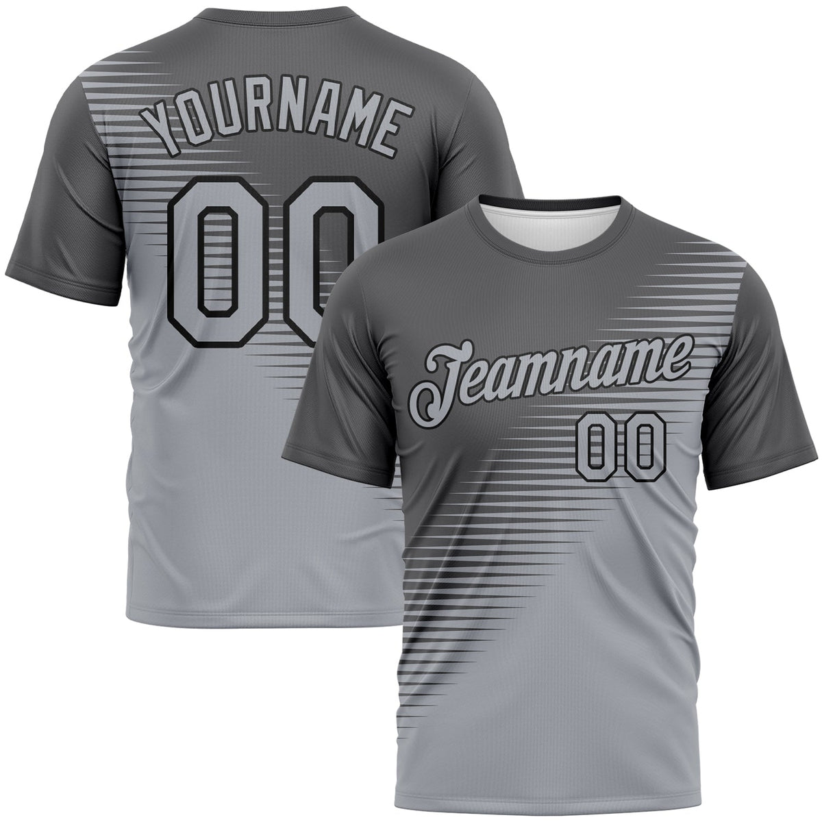 Custom Steel Gray Gray-Black Diagonal Color Block Classic Performance T-Shirt
