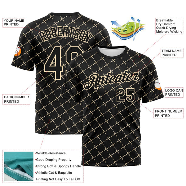 Custom Black-City Cream Diamond Crosshatch Sportswear Performance T-Shirt alternate