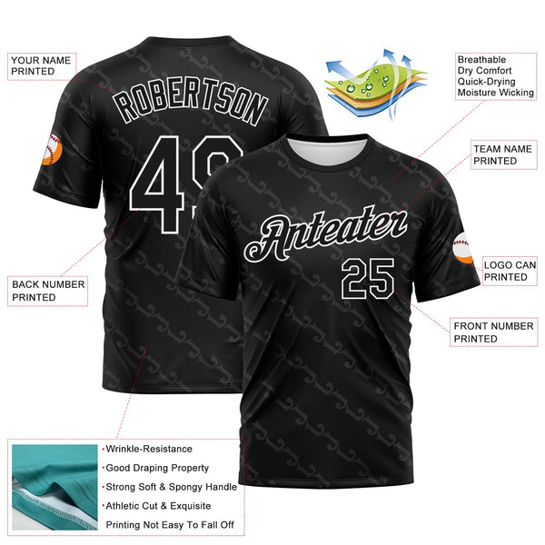 Custom Black Gray-White Subtle Tonal Print Sportswear Performance T-Shirt alternate