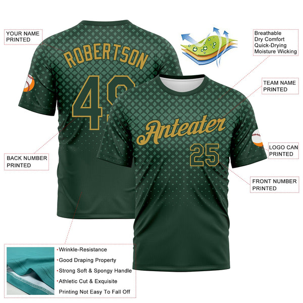 Custom Green-Old Gold Gradient Diamond Halftone Sportswear Performance T-Shirt alternate