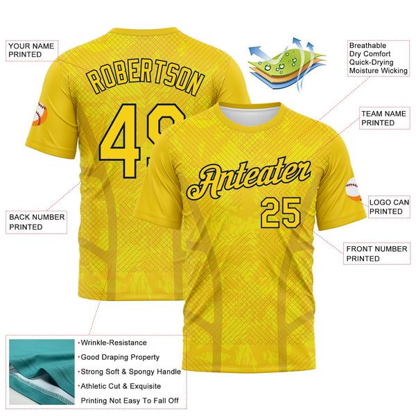 Custom Light Yellow-Black Geometric Sportswear Performance T-Shirt alternate