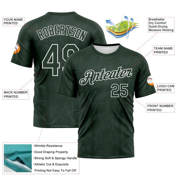 Custom Green-White Geometric Sportswear Performance T-Shirt alternate