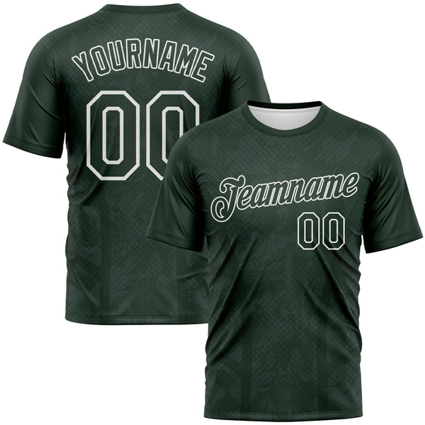Custom Green-White Geometric Sportswear Performance T-Shirt