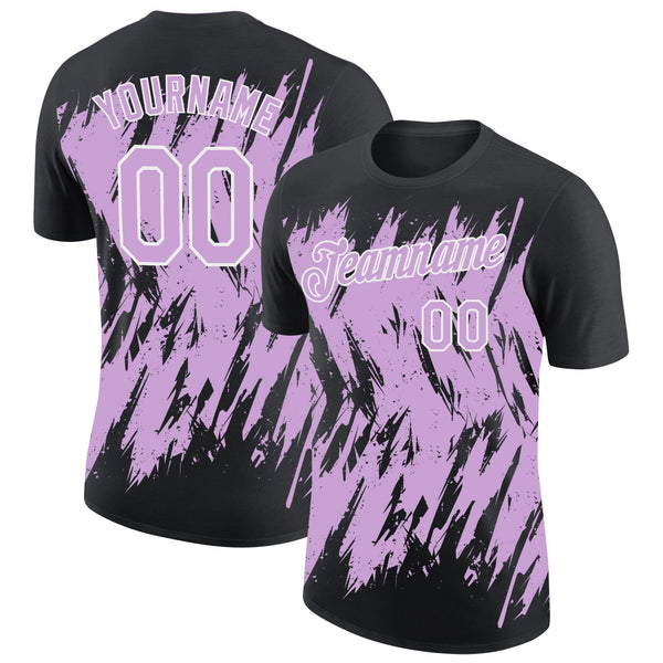 Custom Black Light Purple-White Torn Sharp Brush Stroke Splatter Performance T-Shirt