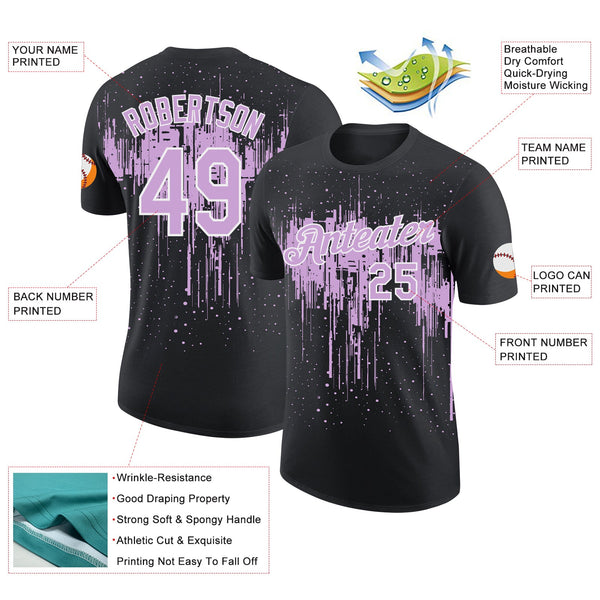 Custom Black Light Purple-White Dripping Splatter Paint Performance T-Shirt alternate