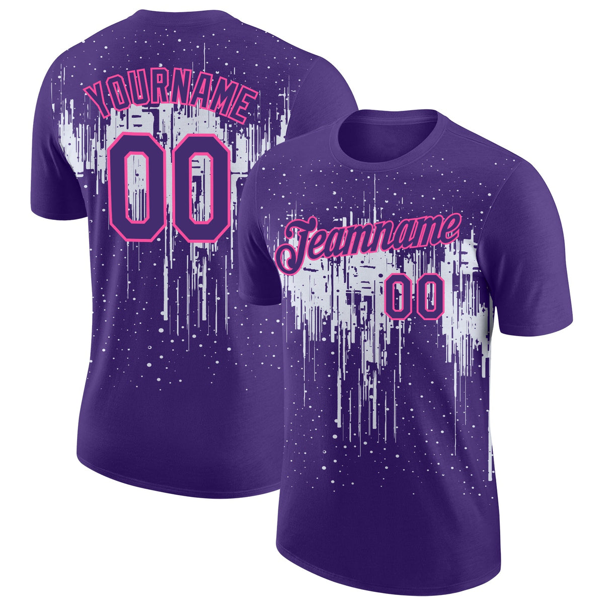 Custom Purple White-Pink Dripping Splatter Paint Performance T-Shirt