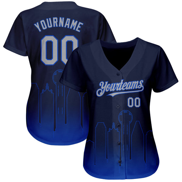 Custom Navy Gray-Thunder Blue 3D Dallas City Edition Fade Fashion Authentic Baseball Jersey alternate