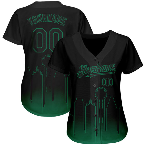 Custom Black Kelly Green 3D Dallas City Edition Fade Fashion Authentic Baseball Jersey alternate