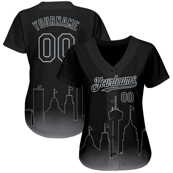 Custom Black Gray 3D San Antonio City Edition Fade Fashion Authentic Baseball Jersey alternate