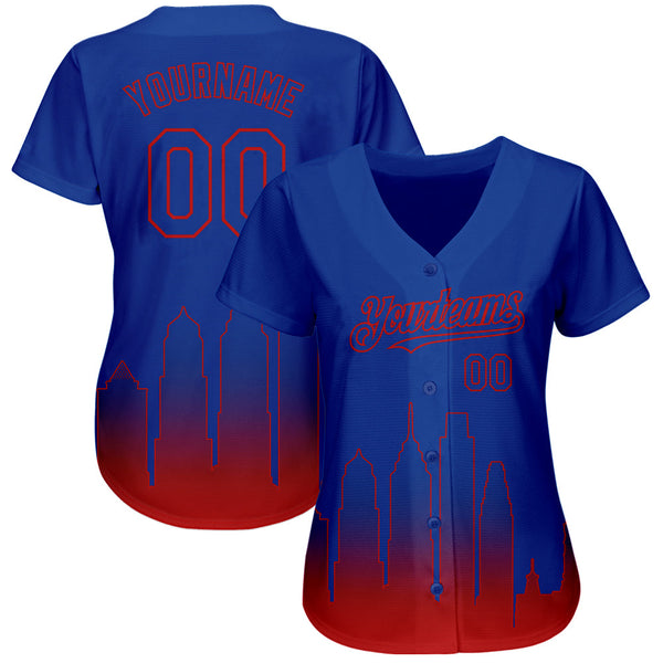 Custom Royal Red 3D Philadelphia City Edition Fade Fashion Authentic Baseball Jersey alternate