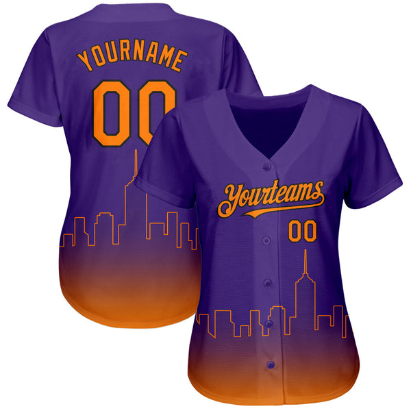 Custom Purple Bay Orange-Black 3D Phoenix City Edition Fade Fashion Authentic Baseball Jersey alternate