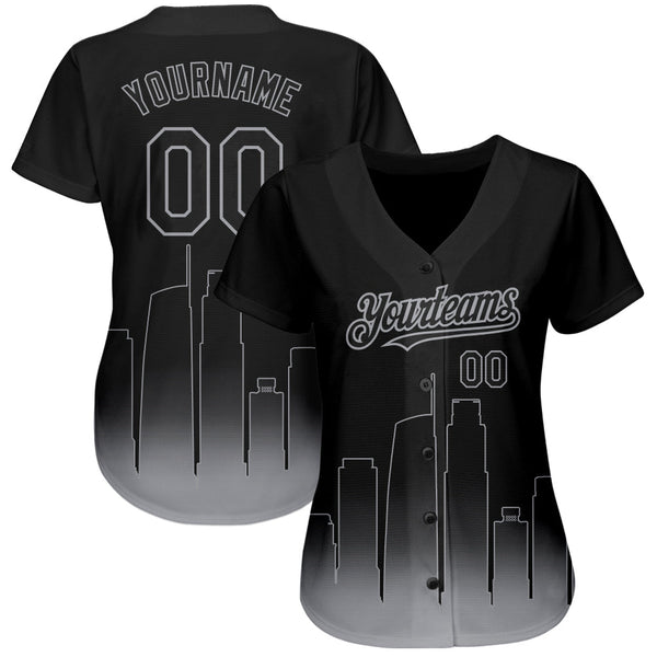 Custom Black-Gray 3D Los Angeles City Edition Fade Fashion Authentic Baseball Jersey alternate