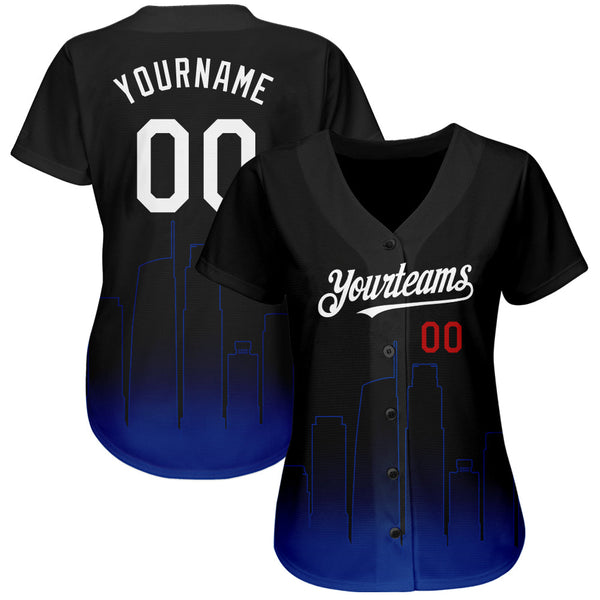Custom Black White Royal-Red 3D Los Angeles City Edition Fade Fashion Authentic Baseball Jersey alternate