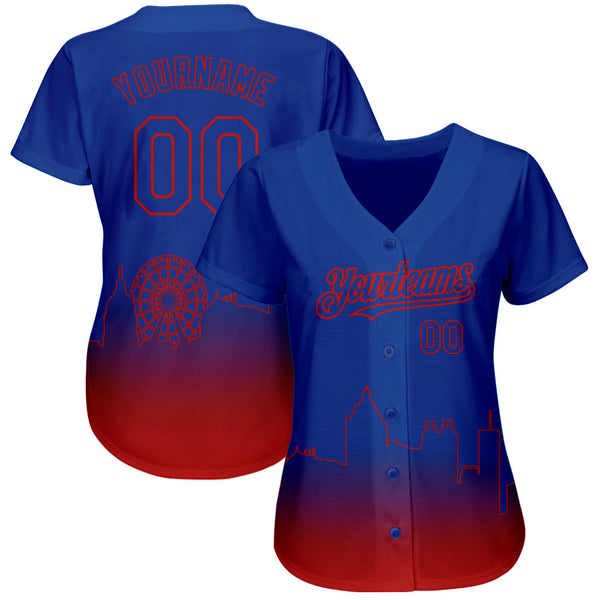 Custom Royal Red 3D Atlanta City Edition Fade Fashion Authentic Baseball Jersey alternate