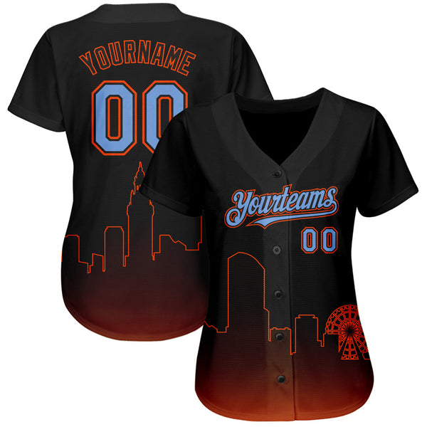 Custom Black Powder Blue-Orange 3D Miami City Edition Fade Fashion Authentic Baseball Jersey alternate
