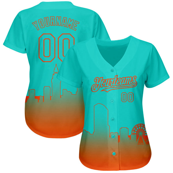 Custom Aqua Orange 3D Miami City Edition Fade Fashion Authentic Baseball Jersey alternate