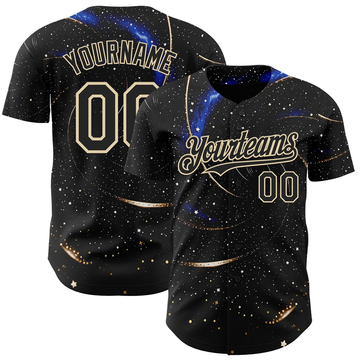 Custom Black-Cream Galaxy Star Authentic Baseball Jersey