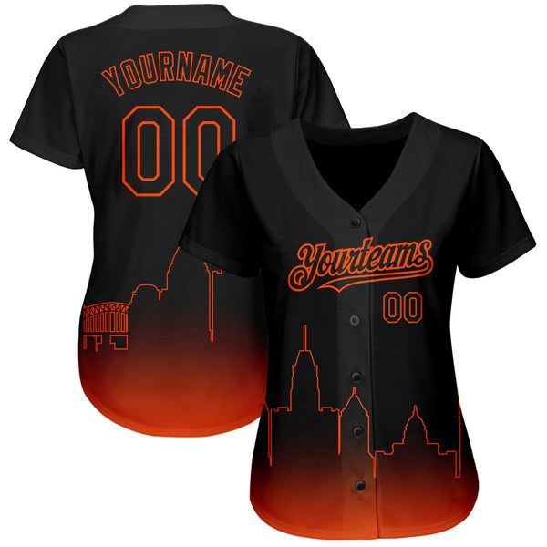 Custom Black Orange 3D Baltimore City Edition Fade Fashion Authentic Baseball Jersey alternate