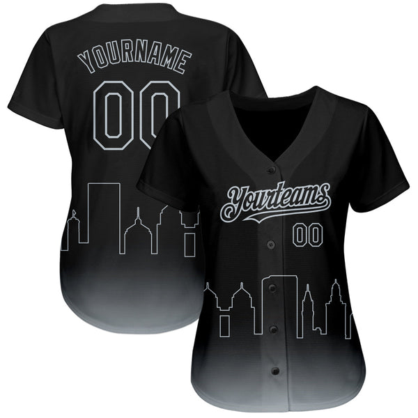 Custom Black Silver 3D Oakland City Edition Fade Fashion Authentic Baseball Jersey alternate